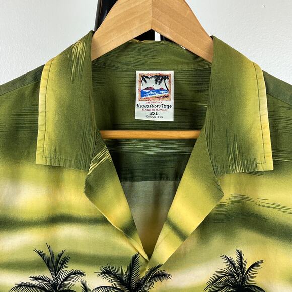 Vintage Hawaiian Togs Cotton Green Tropical Button Up Men's 2XL - Picture 4 of 7